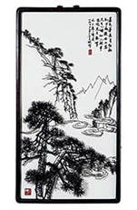 A Chinese Iron Painting of a Landscape with Pine Trees